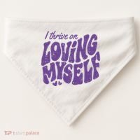 I Thrive On Loving Myself Retro Quote USA-Made Doggie Bandana thumb 0