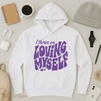 I Thrive On Loving Myself Retro Quote Hoodie thumb 3