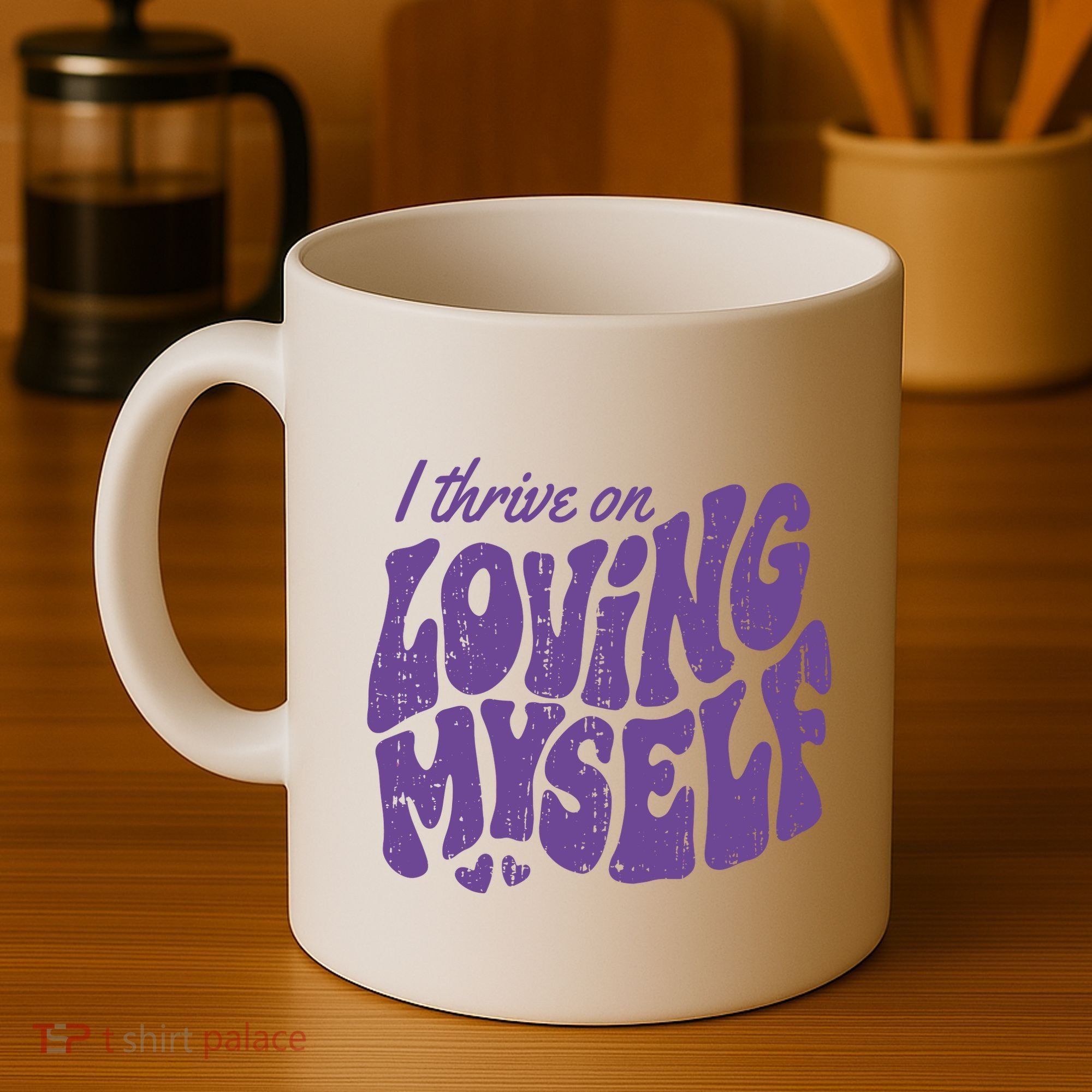 I Thrive On Loving Myself Retro Quote Coffee Mug