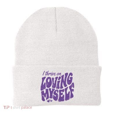 I Thrive On Loving Myself Retro Quote Beanie