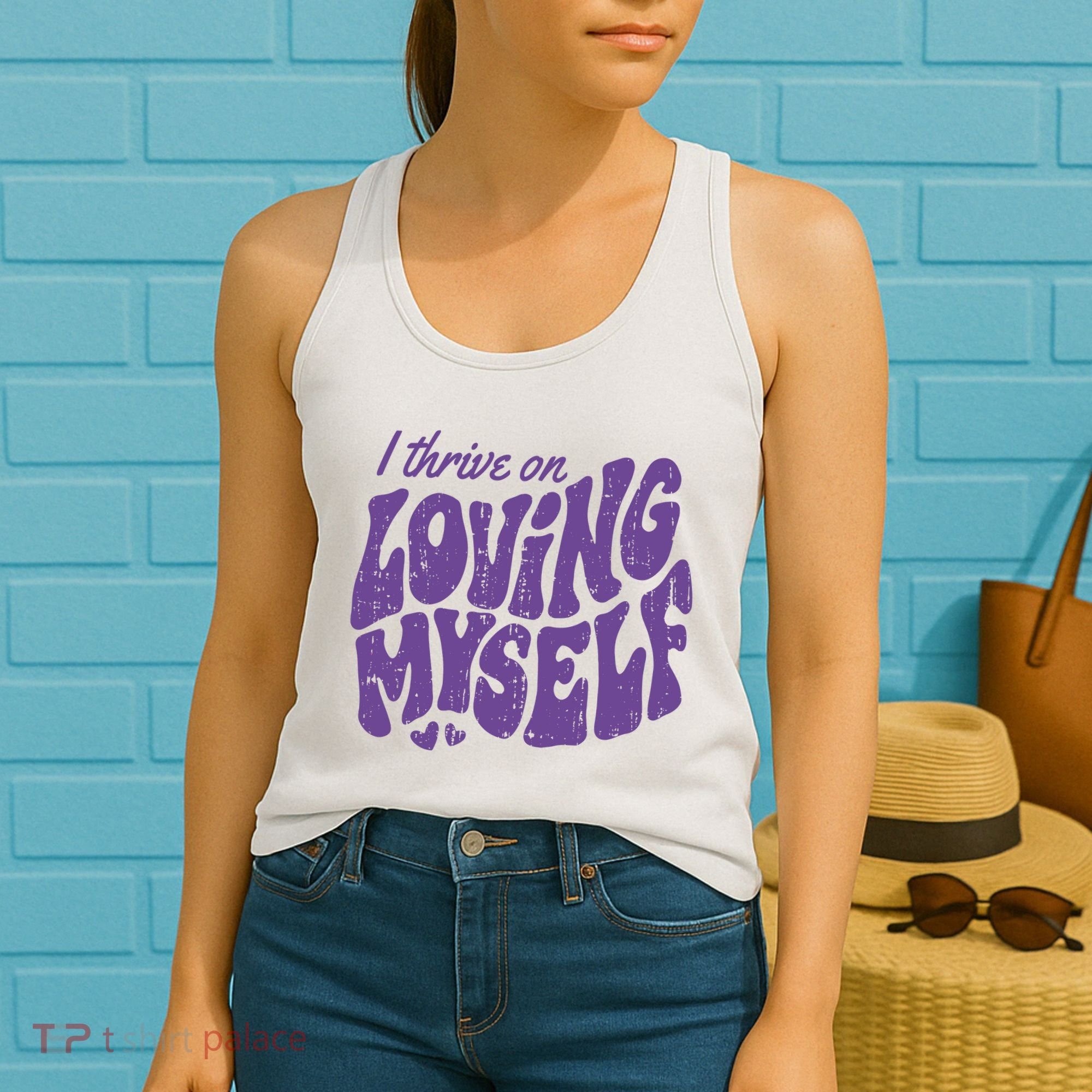 I Thrive On Loving Myself Retro Quote Women's Tank Top