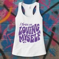 I Thrive On Loving Myself Retro Quote Women's Tank Top thumb 3