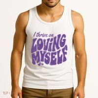 I Thrive On Loving Myself Retro Quote Tank Top thumb 3