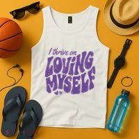 I Thrive On Loving Myself Retro Quote Tank Top thumb 4