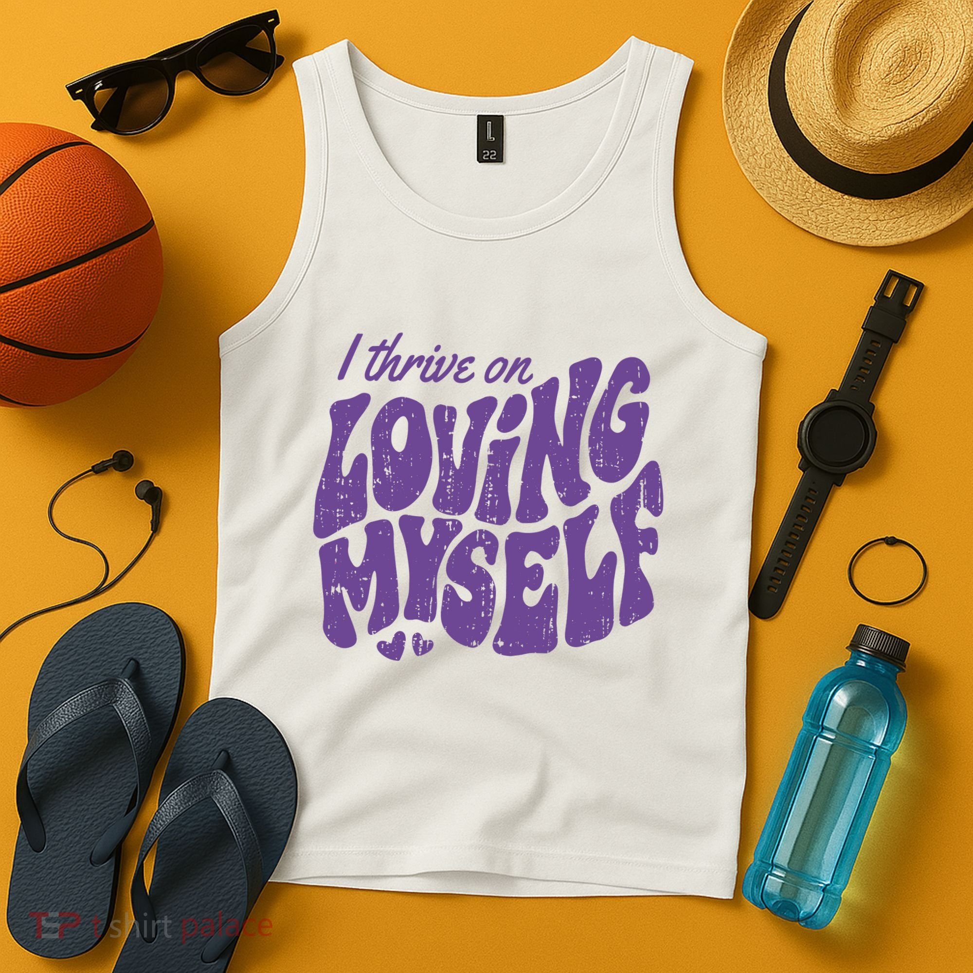 I Thrive On Loving Myself Retro Quote Tank Top