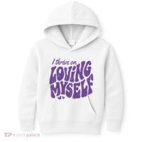 I Thrive On Loving Myself Retro Quote Kids Hoodie thumb 0