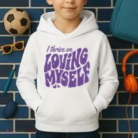 I Thrive On Loving Myself Retro Quote Kids Hoodie thumb 2