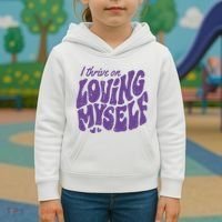 I Thrive On Loving Myself Retro Quote Kids Hoodie thumb 3