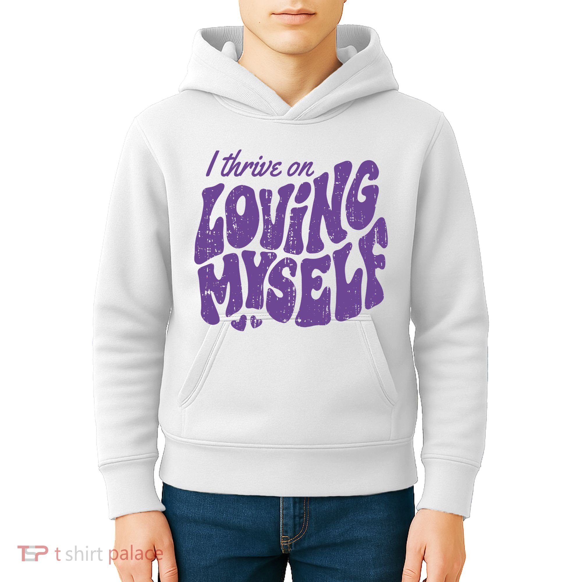 I Thrive On Loving Myself Retro Quote Kids Hoodie