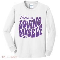 I Thrive On Loving Myself Retro Quote Kids Long Sleeve Shirt thumb 0