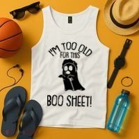 Im Too Old For This Boo Sheet Funny Halloween Tank Top thumb 4