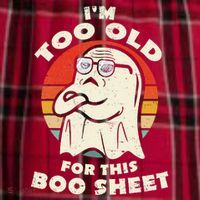 Im Too Old For This Boo Sheet Lazy Halloween Costume Ghost Men's Flannel Plaid Pajama Pants thumb 2