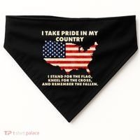 I Take Pride In My Country Distressed USA American Flag Map USA-Made Doggie Bandana thumb 0