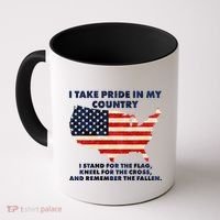 I Take Pride In My Country Distressed USA American Flag Map Coffee Mug thumb 0
