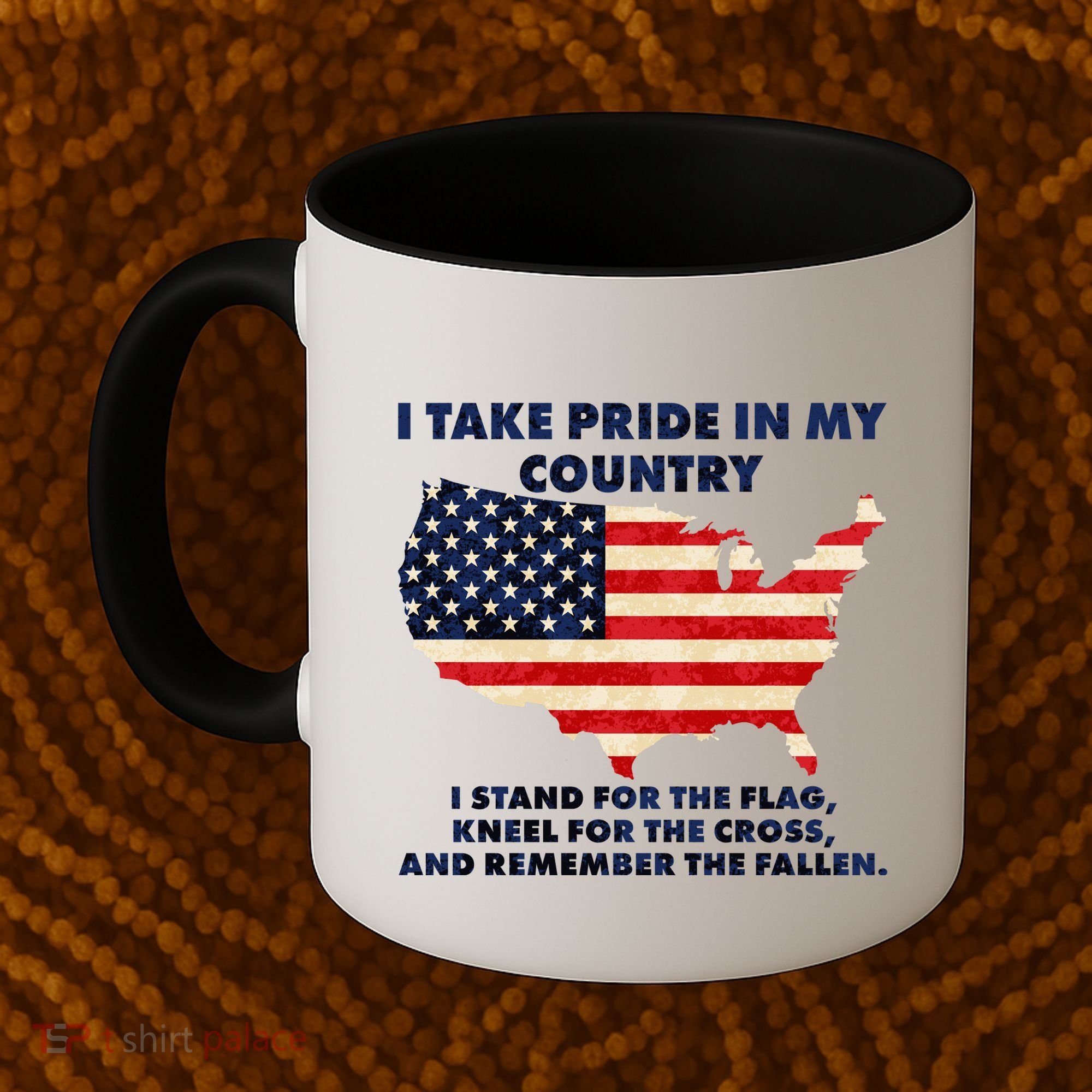 I Take Pride In My Country Distressed USA American Flag Map Coffee Mug