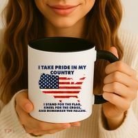 I Take Pride In My Country Distressed USA American Flag Map Coffee Mug thumb 3