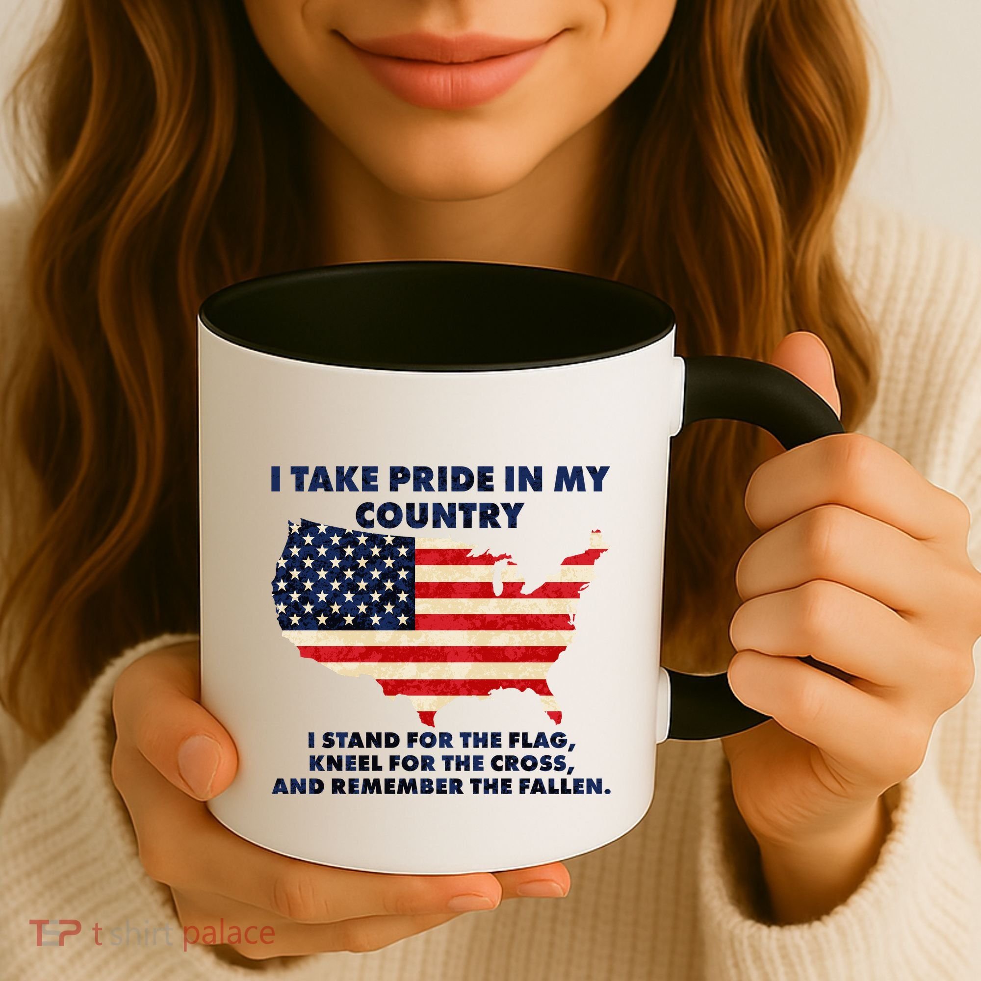 I Take Pride In My Country Distressed USA American Flag Map Coffee Mug