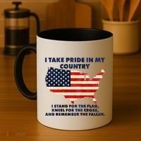 I Take Pride In My Country Distressed USA American Flag Map Coffee Mug thumb 4