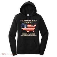 I Take Pride In My Country Distressed USA American Flag Map Women's Hoodie thumb 0