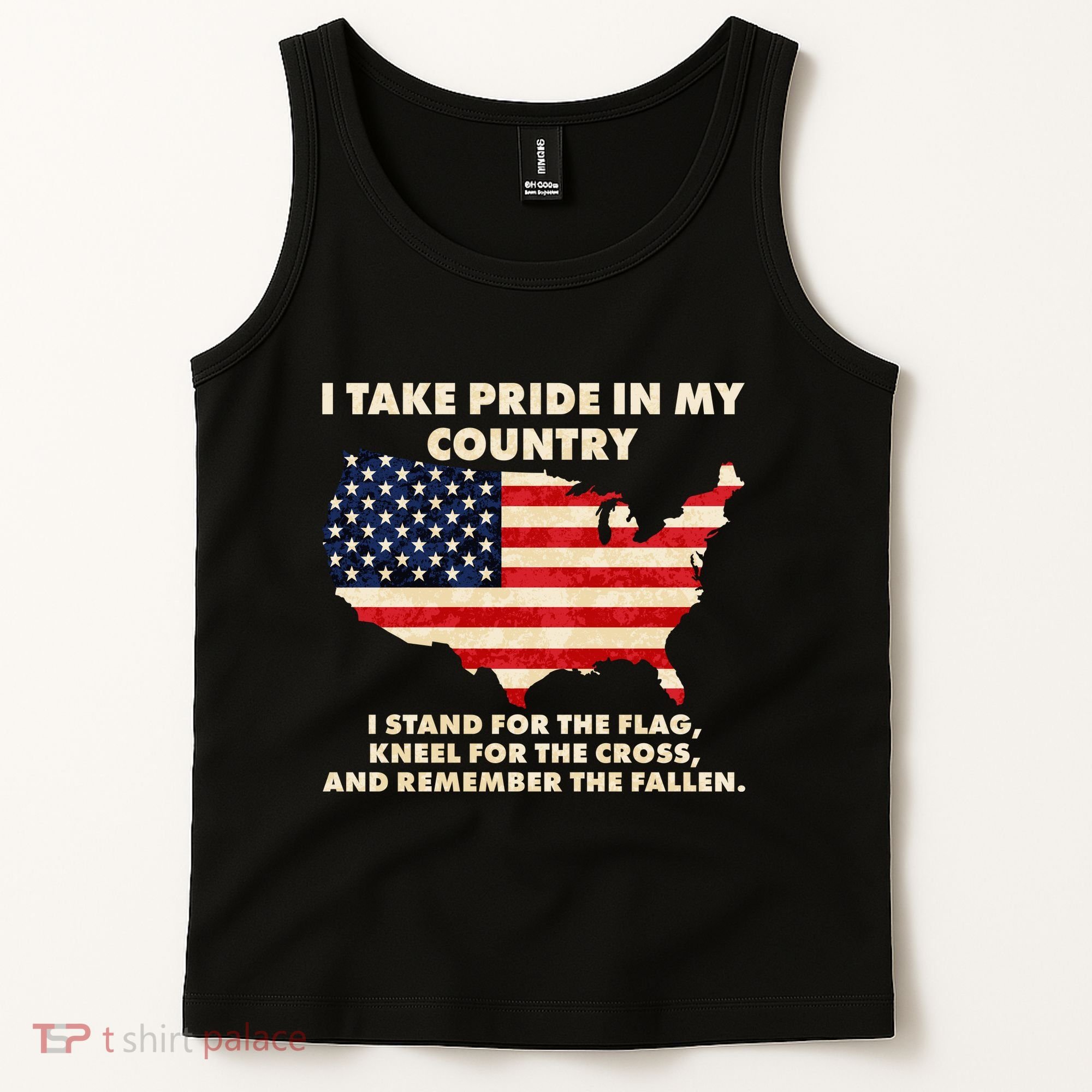 I Take Pride In My Country Distressed USA American Flag Map Tank Top