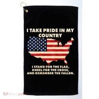 I Take Pride In My Country Distressed USA American Flag Map Golf Towel thumb 0