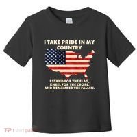 I Take Pride In My Country Distressed USA American Flag Map Toddler T-Shirt thumb 0