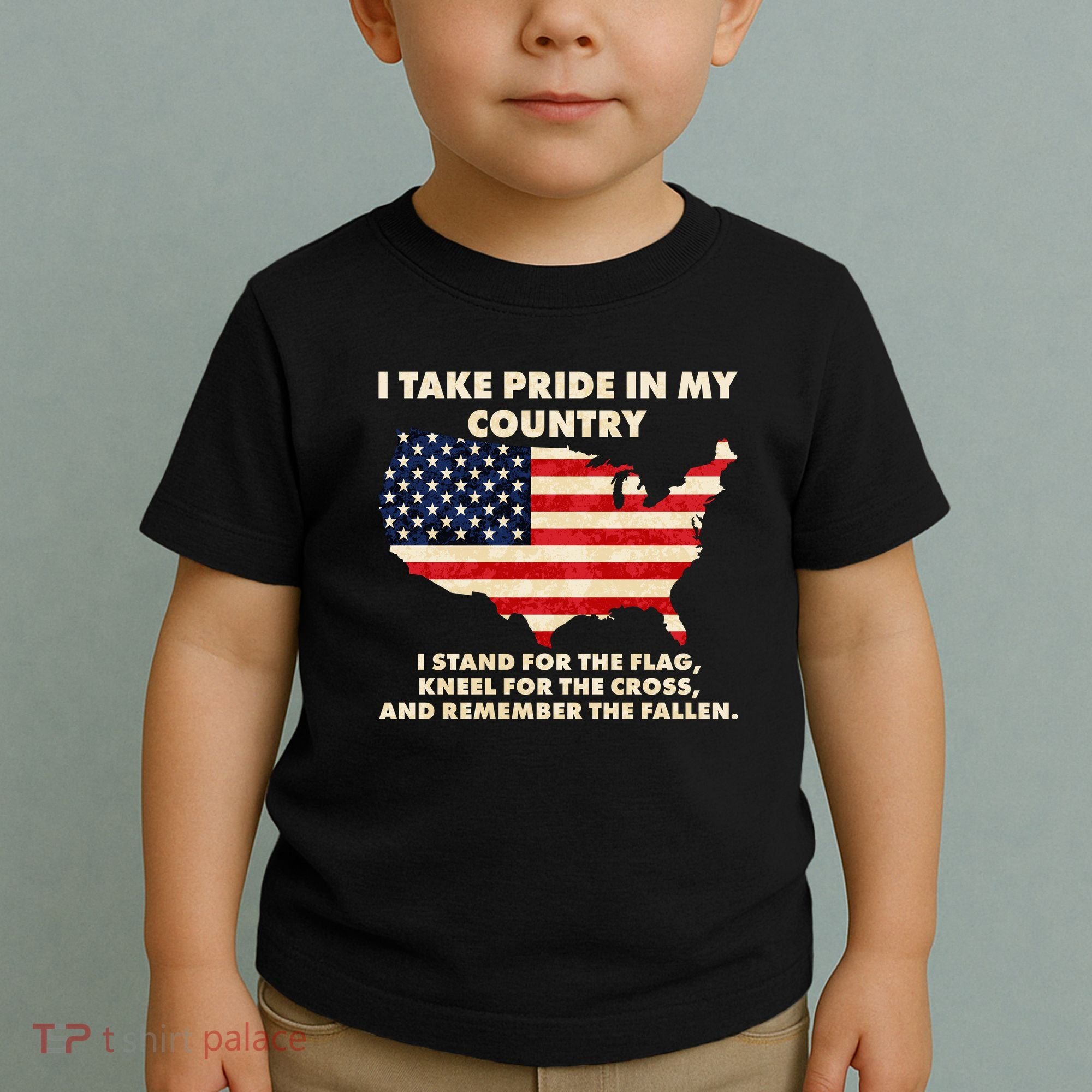 I Take Pride In My Country Distressed USA American Flag Map Toddler T-Shirt
