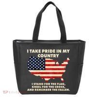 I Take Pride In My Country Distressed USA American Flag Map Tote Bag thumb 0