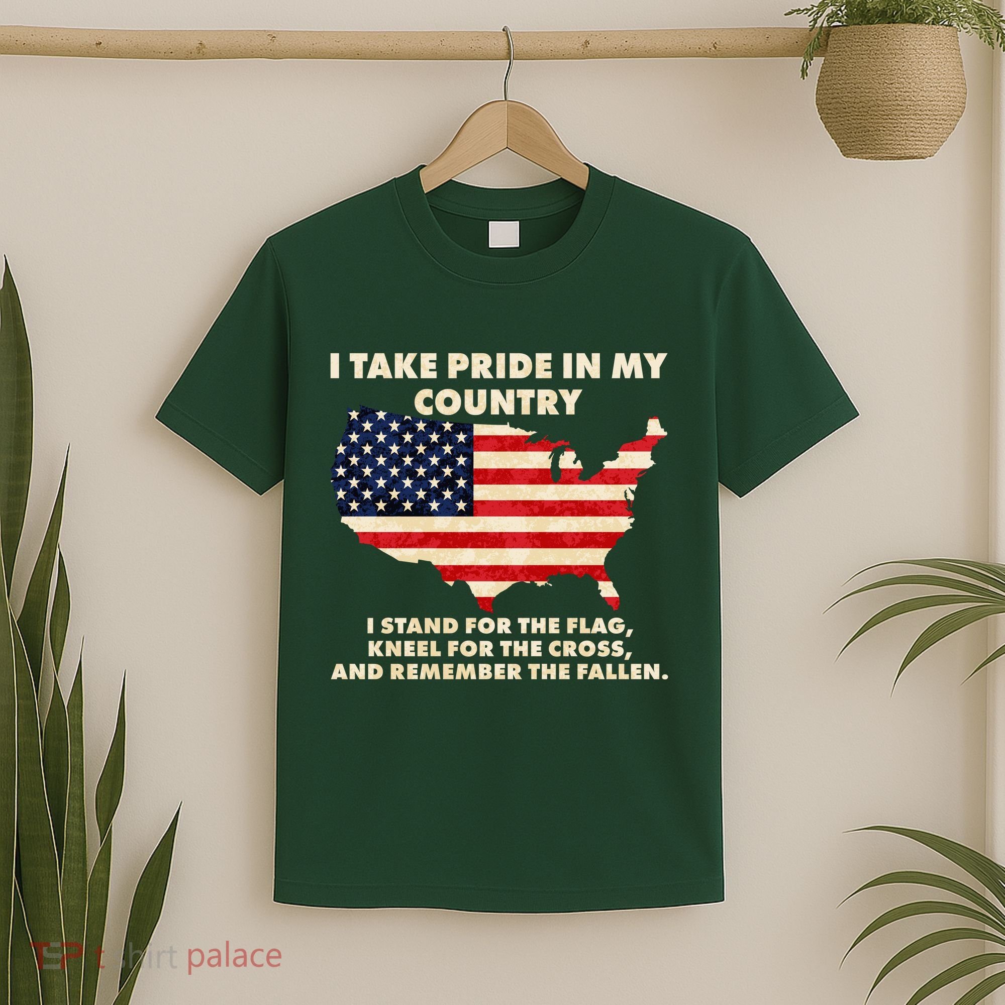 I Take Pride In My Country Distressed USA American Flag Map T-Shirt