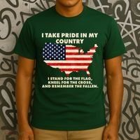 I Take Pride In My Country Distressed USA American Flag Map T-Shirt thumb 3