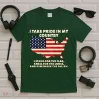 I Take Pride In My Country Distressed USA American Flag Map T-Shirt thumb 5