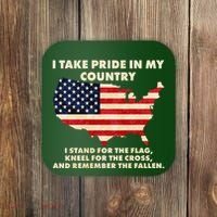 I Take Pride In My Country Distressed USA American Flag Map Coaster thumb 0
