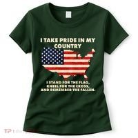 I Take Pride In My Country Distressed USA American Flag Map Women's T-Shirt thumb 0