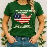 I Take Pride In My Country Distressed USA American Flag Map Women's T-Shirt thumb 2