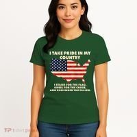 I Take Pride In My Country Distressed USA American Flag Map Women's T-Shirt thumb 4