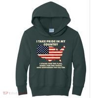 I Take Pride In My Country Distressed USA American Flag Map Kids Hoodie thumb 0