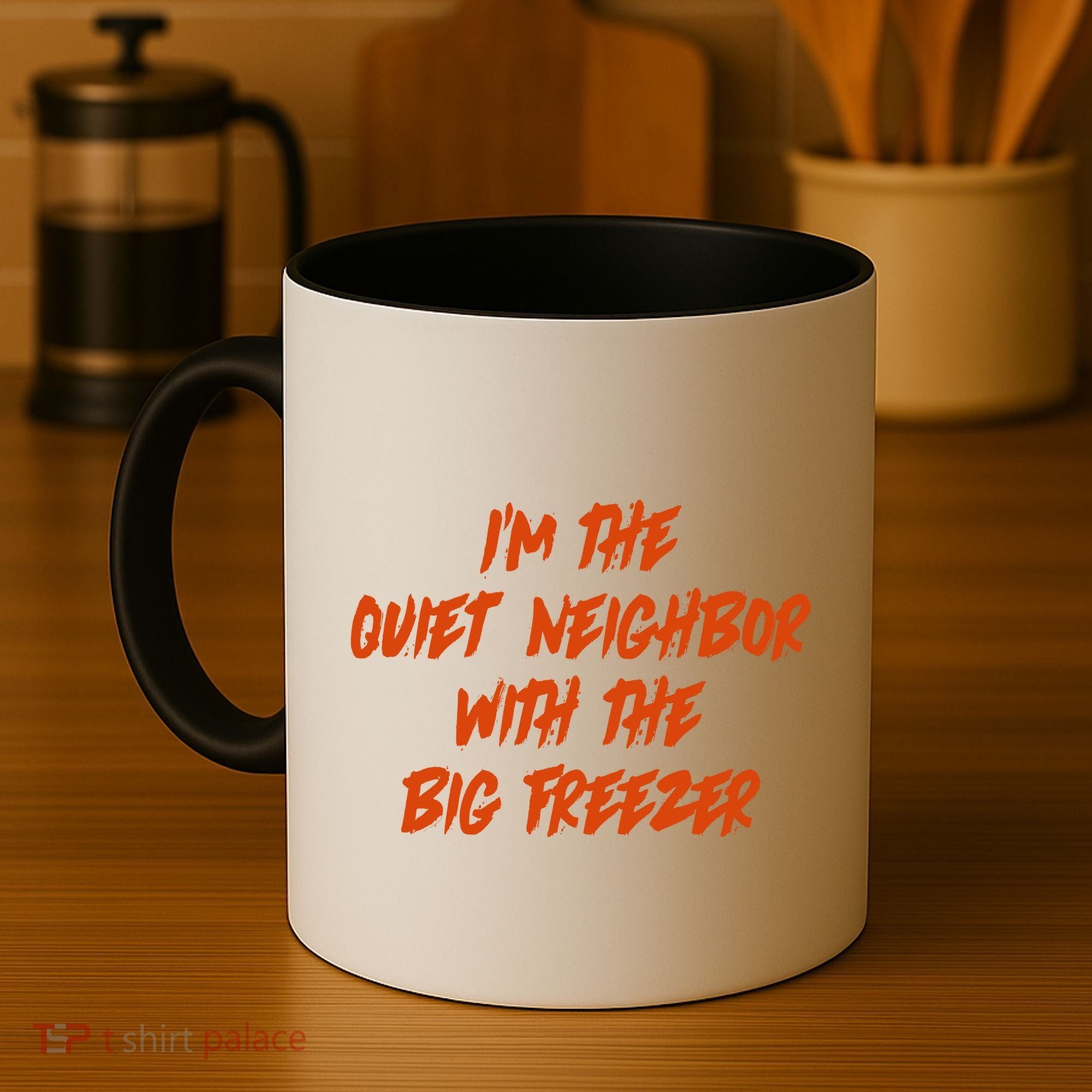 Im The Quiet Neighbor With The Big Freezer Funny Halloween Coffee Mug