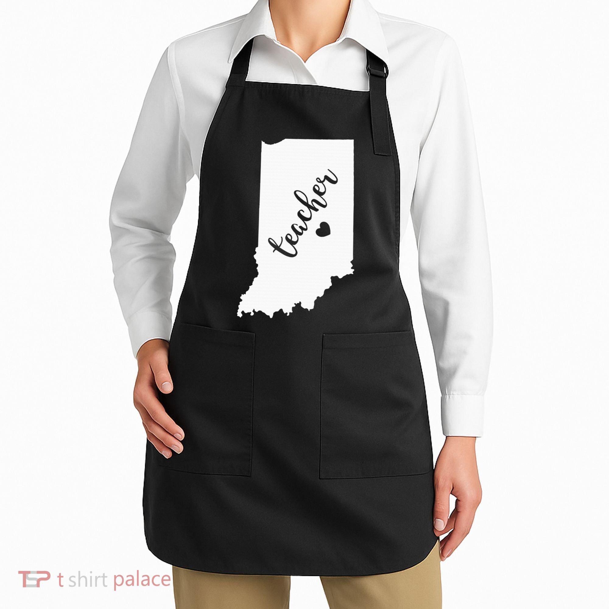 Indiana Teacher Red For Ed Public School Apron