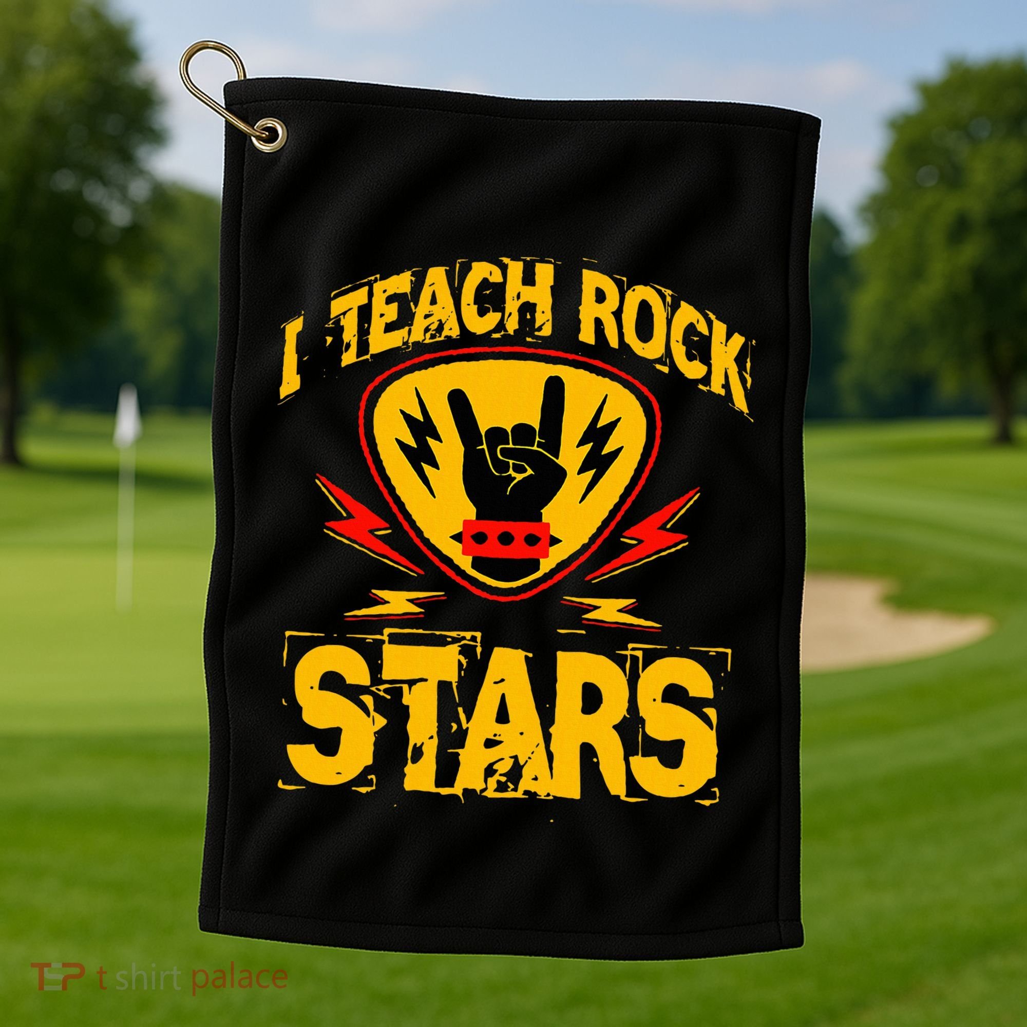 I Teach Rock Stars Music Teacher Rock On Golf Towel
