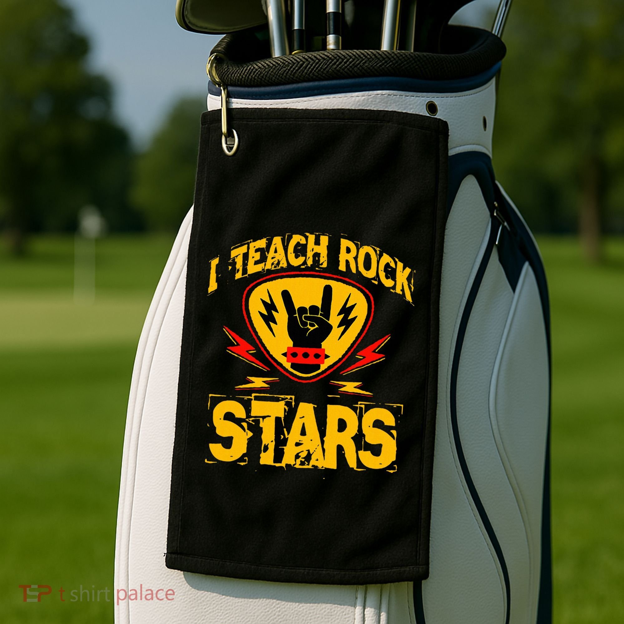 I Teach Rock Stars Music Teacher Rock On Golf Towel