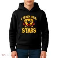 I Teach Rock Stars Music Teacher Rock On Kids Hoodie thumb 4