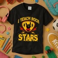 I Teach Rock Stars Music Teacher Rock On Kids T-Shirt thumb 3