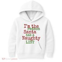 Im The Reason Santa Has A Naughty List Funny Holiday Kids Hoodie thumb 0