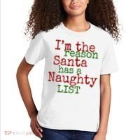 Im The Reason Santa Has A Naughty List Funny Holiday Kids T-Shirt thumb 2