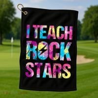 I Teach Rockstars Funny Music Teacher Back To School Golf Towel thumb 1