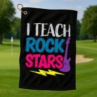 I Teach Rockstars Orchestra Music Teacher Back To School Golf Towel thumb 1