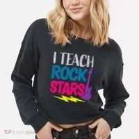 I Teach Rockstars Orchestra Music Teacher Back To School Cropped Pullover Crew thumb 2