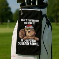 It's A Funny Squeaky Sound Christmas Squirrel Golf Towel thumb 2