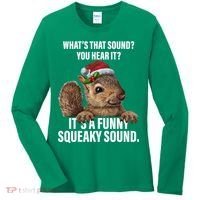 It's A Funny Squeaky Sound Christmas Squirrel Women's Long Sleeve Shirt thumb 0