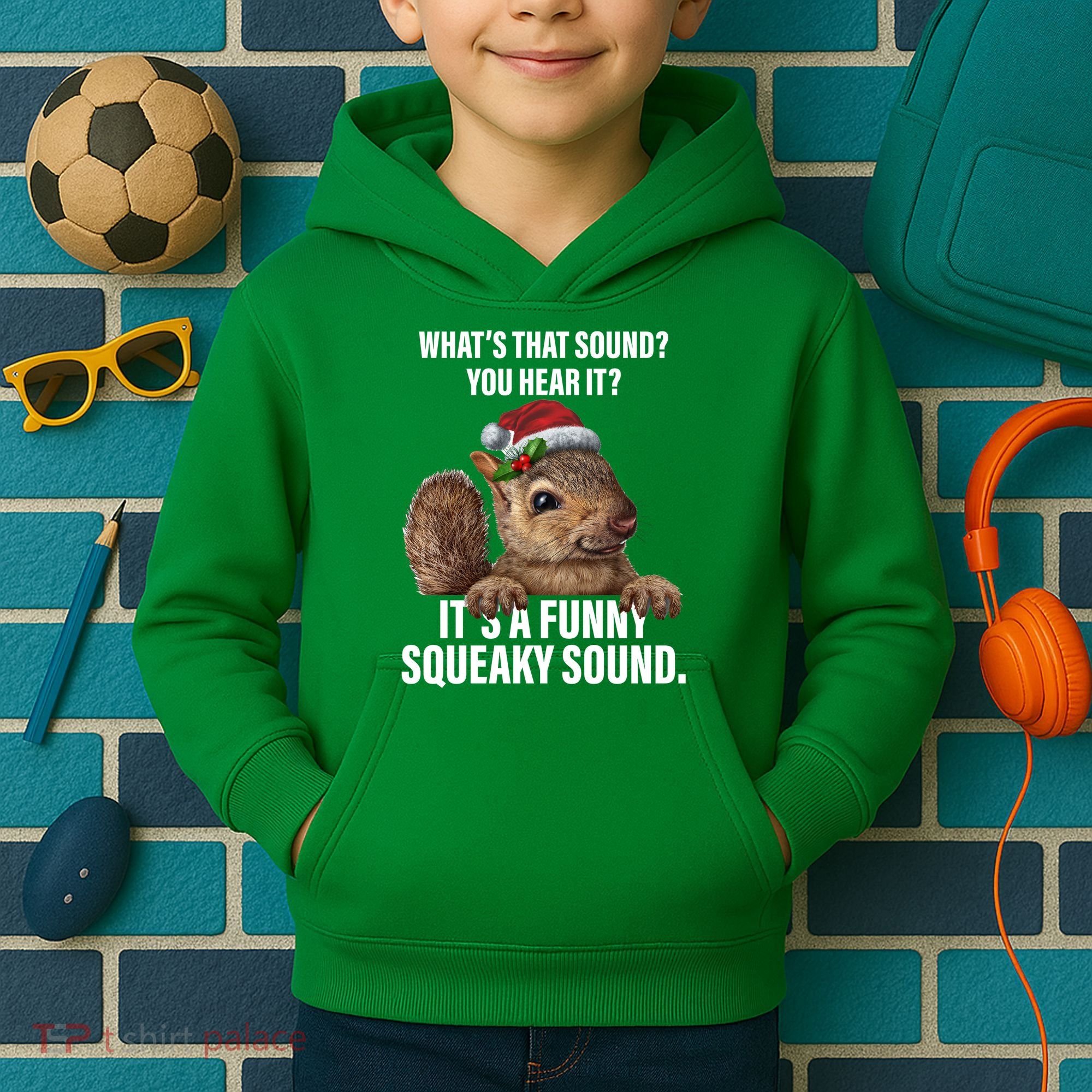It's A Funny Squeaky Sound Christmas Squirrel Kids Hoodie